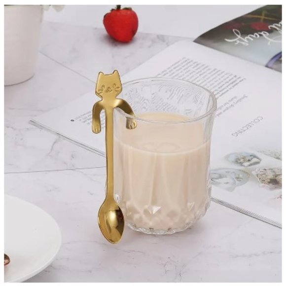 Rose Gold Stainless Steel Cat Spoons - THREE PIECES 🥄🥄🥄 -  NEW! - Picture 2 of 13